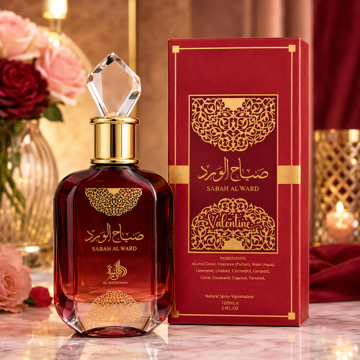 Perfume Al Wataniah Sabah Al Ward Valentine Eau de Parfum - Perfume Feminino 100ml